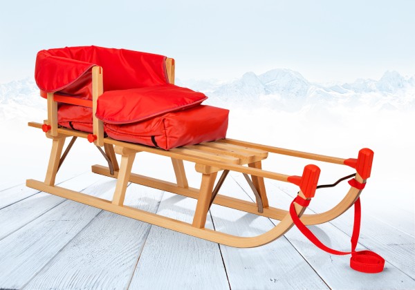 Davoser Schlitten 125 cm | Buche Massivholz | Sport-Qualität | Rot